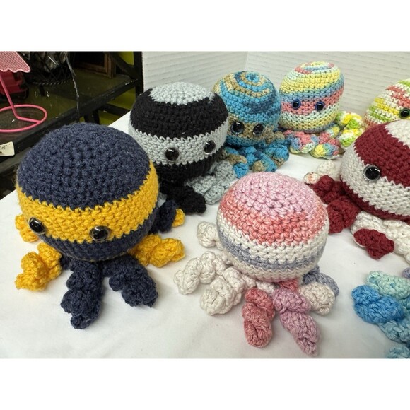Handmade Crochet Octopus Plush-Soft Amigurumi Toy-Gift Sea Nautical Ocean Decor - Picture 2 of 16
